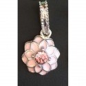 Charm pendentif Fleur double émail rose style Pandora - à l'unité