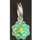 Charm pendentif Fleur double émail vert style Pandora - à l'unité