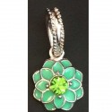 Charm pendentif Fleur double émail vert style Pandora - à l'unité