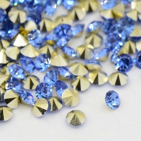 Strass imitation diamant, rond 3 mm, bleu royal x 10