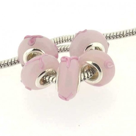 Perle de verre noeud rose style Pandora - à l'unité