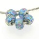Perle de verre turquoise fleurie paillettée d'or style Pandora - à l'unité