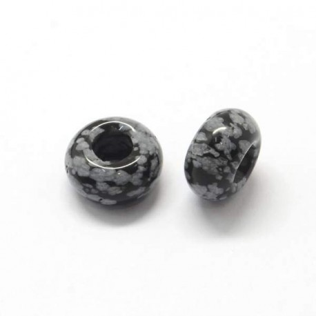 Perle naturelle Obsidienne style Pandora - à l'unité