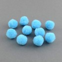 Pompons 15 mm bleus, 10 pièces