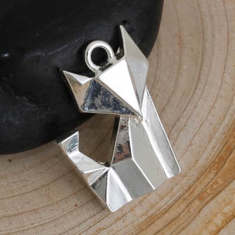 Pendentif breloque en métal Origami Renard