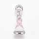 Charm pendentif Robe de Princesse émail rose et blanc style Pandora - à l'unité