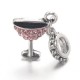 Charm pendentif verre à cocktail strass rose style Pandora - à l'unité