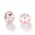 Perle de verre rose aux mille facettes style Pandora - à l'unité