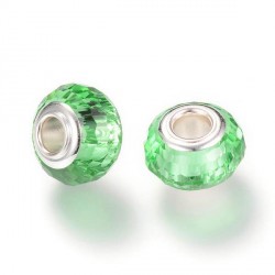Perle de verre verte aux mille facettes style Pandora - à l'unité