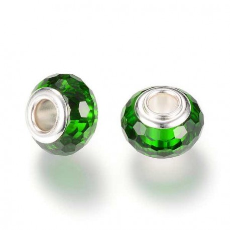 Perle de verre verte foncée aux mille facettes style Pandora - à l'unité