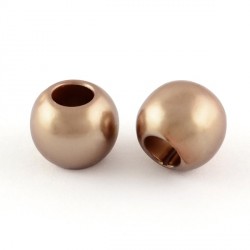 Perle ronde acrylique chocolat 10mm style Pandora - à l'unité