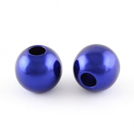 Perle ronde acrylique bleu foncé 10mm style Pandora - à l'unité