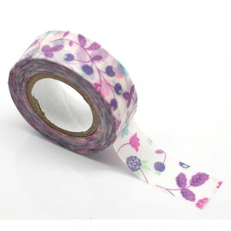 Masking Tape Violet fleuri - 15 mm x 10 m