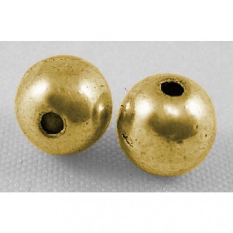 Perle de métal ronde, dorée