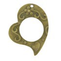 Pendentif breloque en métal coeur moderne, bronze antique