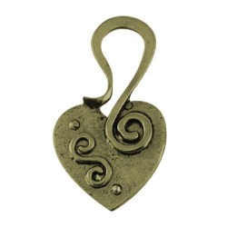 Pendentif breloque en métal coeur arabesque, bronze antique