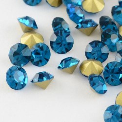 Strass imitation diamant, rond 4 mm, bleu x 10