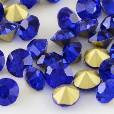 Strass imitation diamant, rond 3 mm, bleu foncé x 10