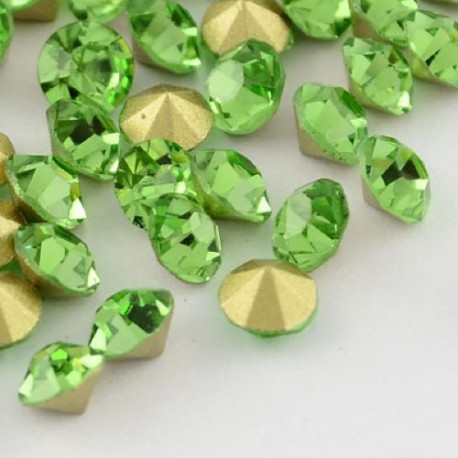 Strass imitation diamant, rond 3 mm, vert x 10