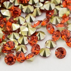 Strass imitation diamant, rond 4 mm, rouges orangés x 10