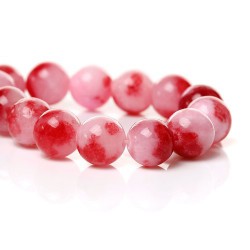 Perle de verre imitation Jade rouge et rose, 6 mm