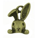 Pendentif breloque en métal petit lapin, bronze