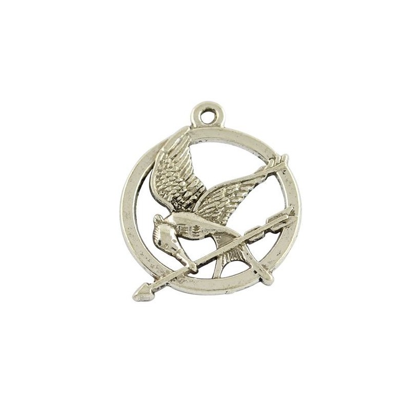 Pendentif breloque en métal Geai moqueur Hunger Games, argenté
