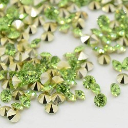 Strass imitation diamant, rond 6 mm, vert x 10