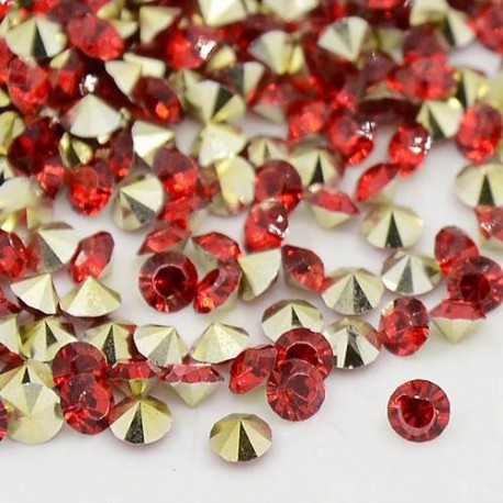 Strass imitation diamant, rond 6 mm, rouge x 10