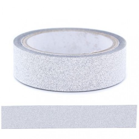 Glitter Tape Argent - 15 mm x 4 m