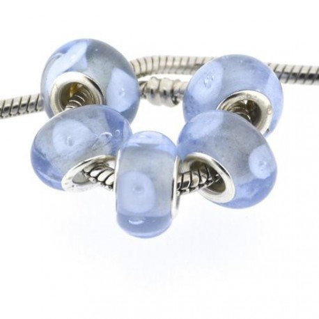 Perle de verre bleue opaque style Pandora - à l'unité