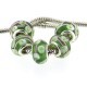 Perle de verre verte fleurs blanches style Pandora - à l'unité