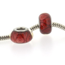 Perle de verre rouges feu style Pandora - à l'unité