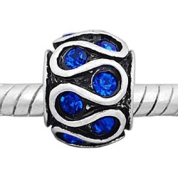 Métal Serpent strass bleu style Pandora - à l'unité