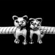 Métal Couple chats style Pandora - à l'unité