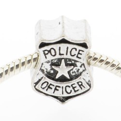 Métal Police officier insigne noire style Pandora - à l'unité