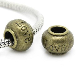 Métal Perle Love style Pandora, bronze - à l'unité