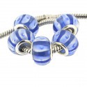 Perle de verre bleue avec bandes blanches Mythique - à l'unité
