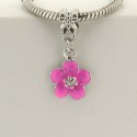 Métal pendentif Fleur émail rose style Pandora - à l'unité
