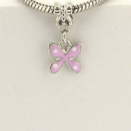 Métal pendentif Papillon émail rose style Pandora - à l'unité