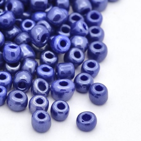 Sachet 50 gr perles de rocaille opaques nacrées bleu- 4 mm