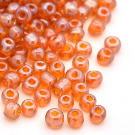 Sachet 50 gr perles de rocaille orange transparentes nacrées - 3 mm