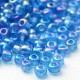 Sachet 50 gr perles de rocaille bleu turquoise transparentes irisées - 3 mm