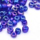 Sachet 50 gr perles de rocaille bleu foncé transparentes irisées - 3 mm