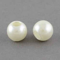 Perle ronde acrylique blanc crème 10mm style Pandora - à l'unité