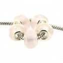 Perle de verre opaque rose à pois blancs style Pandora - à l'unité