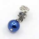 Métal Perle bleu foncé style Pandora - à l'unité