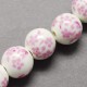 Perle de verre porcelaine rose, 10 mm détail