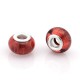 Perle en résine rouge bandes scintillantes style Pandora - à l'unité