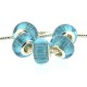 Perle en résine bleu turquoise bandes scintillantes style Pandora - à l'unité
